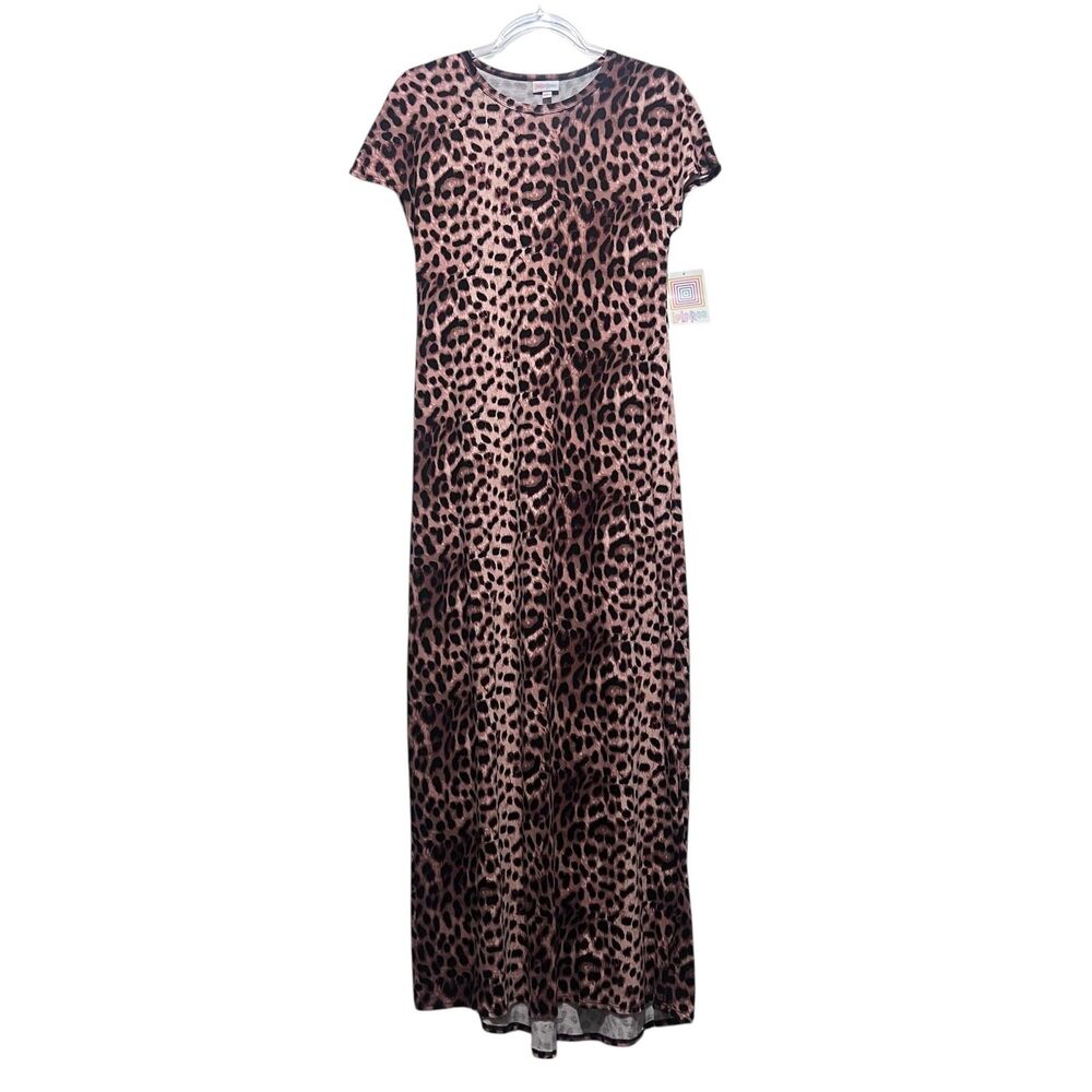 LuLaRoe Maria Maxi Length Dress XXS Brown Leopard Print‎ Casual Boho Elegant
